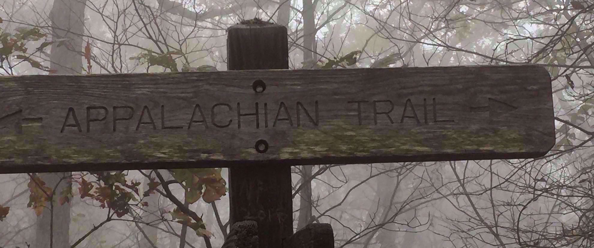 Picture of Slackpacking Georgia wood appalachian trail sign on hike in georgia
