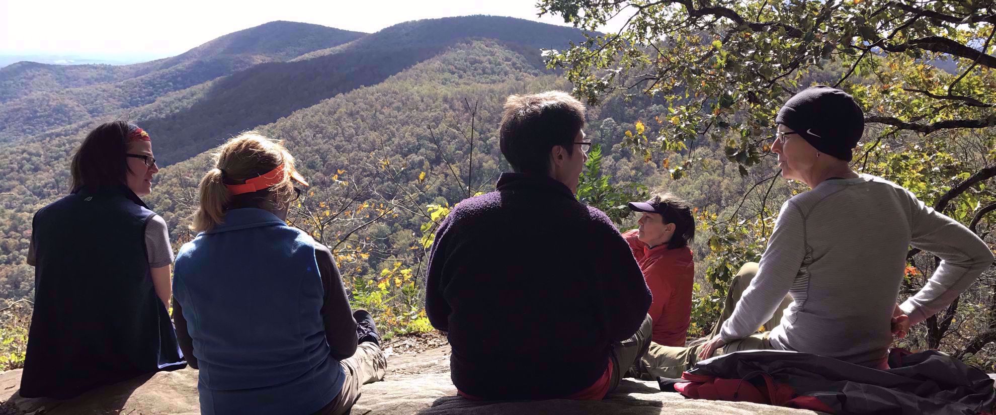 women chatting on ridge in chattahoochee national forest