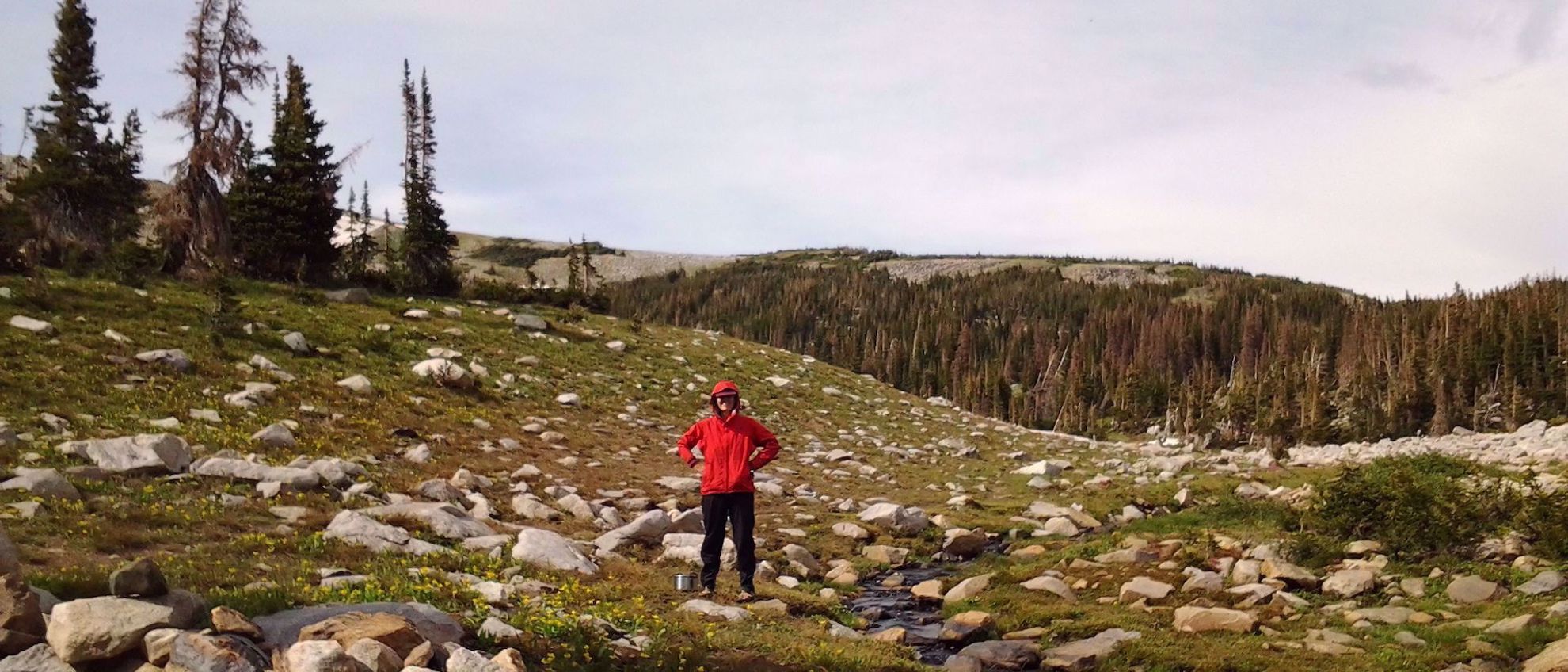 woman backpacker in the Snowy Mountains of Wyoming Picture of Alpine Hiking in the Snowy Range