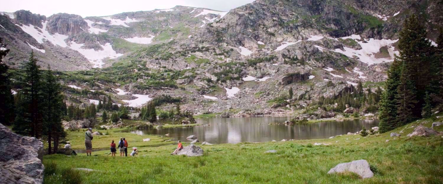 hikers in background in wyoming wilderness